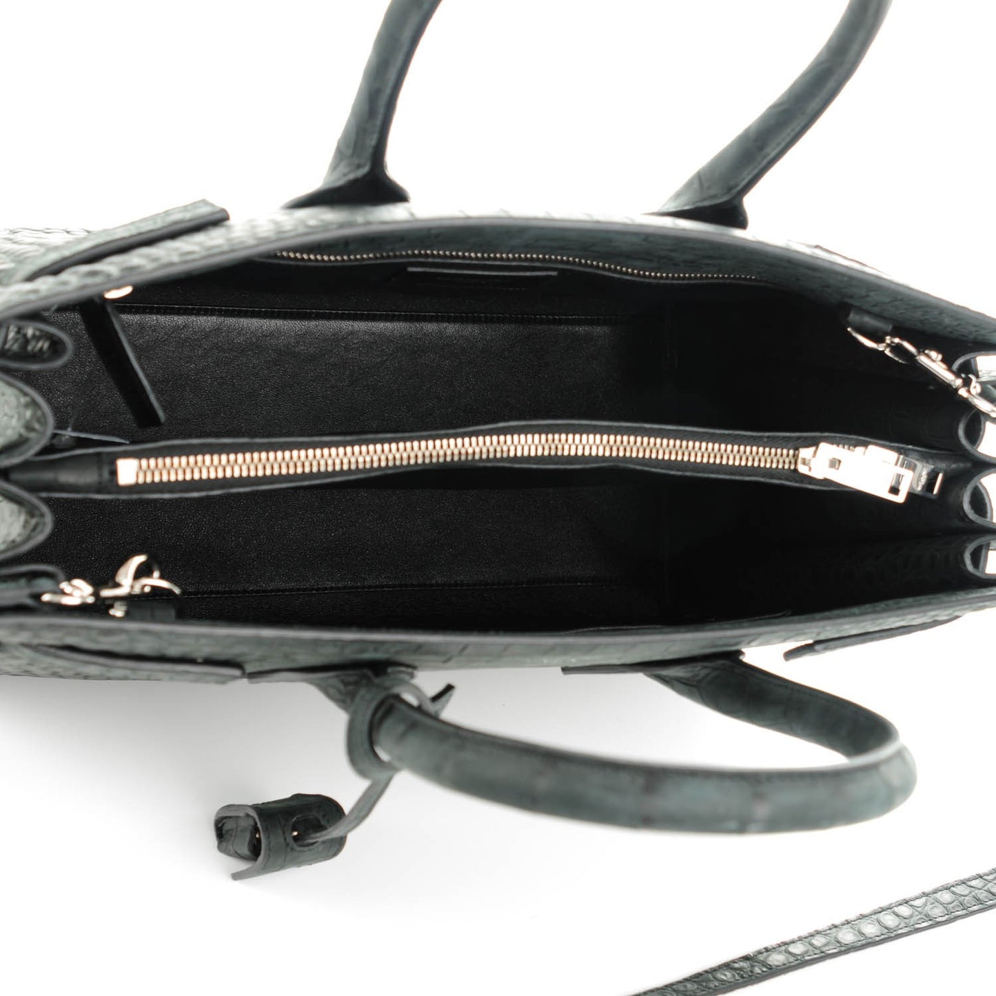 Suede Crocodile Embossed Small Sac De Jour Black