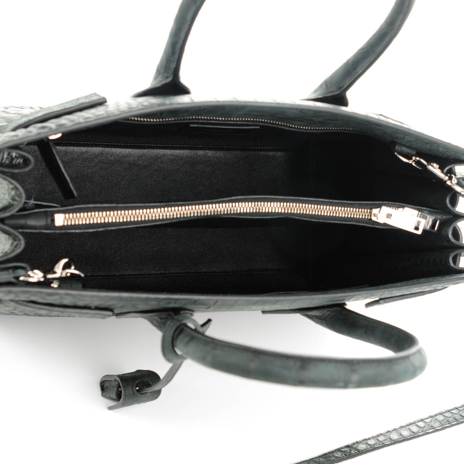 Saint Laurent Suede Crocodile Embossed Small Sac De Jour Black 5 of 7