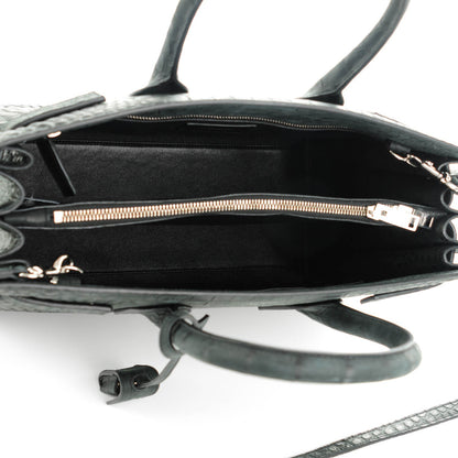 Saint Laurent Suede Crocodile Embossed Small Sac De Jour Black 5 of 7