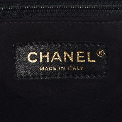 Chanel Calfskin Stitched Small Paris Rome Drawstring CC Bag Black 7 of 9