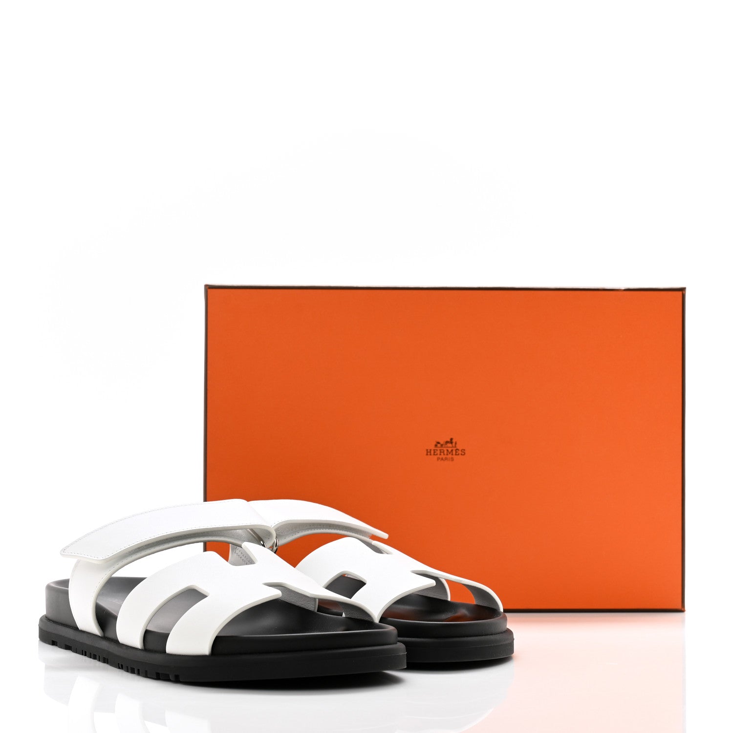 Hermes Calfskin Womens Chypre Sandals 38.5 White 9 of 9