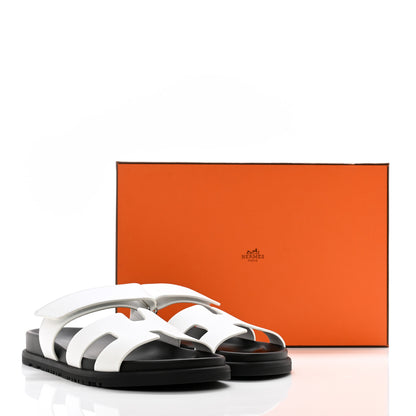 Hermes Calfskin Womens Chypre Sandals 38.5 White 9 of 9