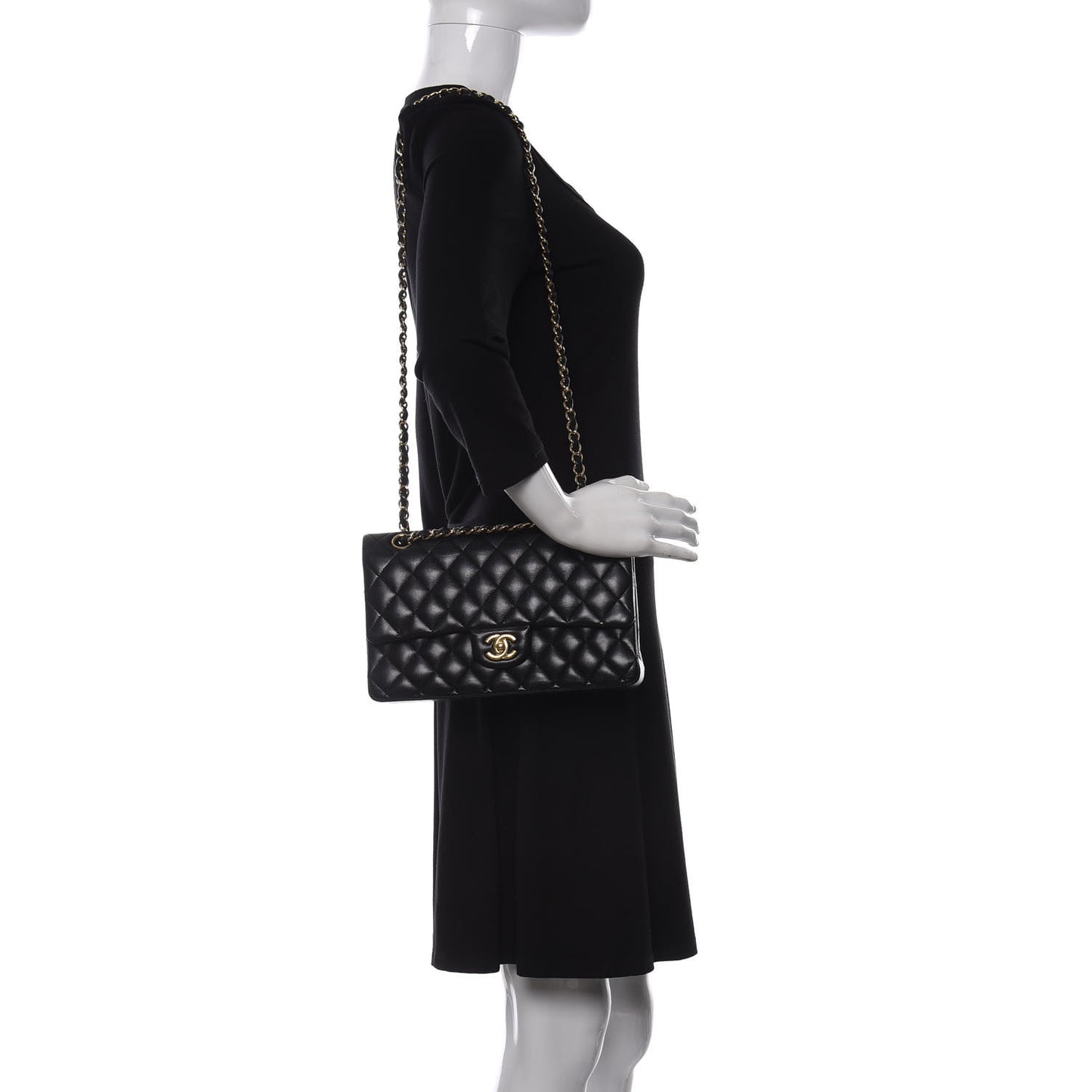 Lambskin Quilted Medium Double Flap Black