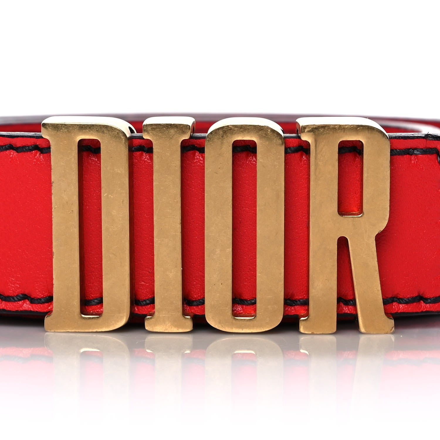 Christian Dior Calfskin D Fence Belt 90 Red 5 of 5