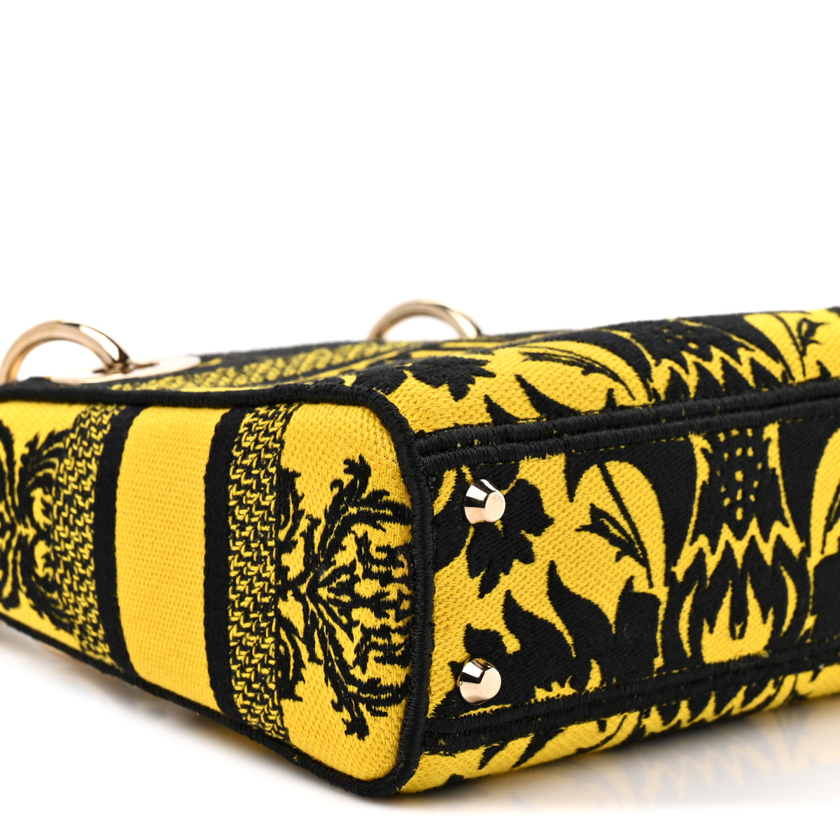 Canvas Petites Fleurs Embroidered Mini Lady D-Lite Black Yellow