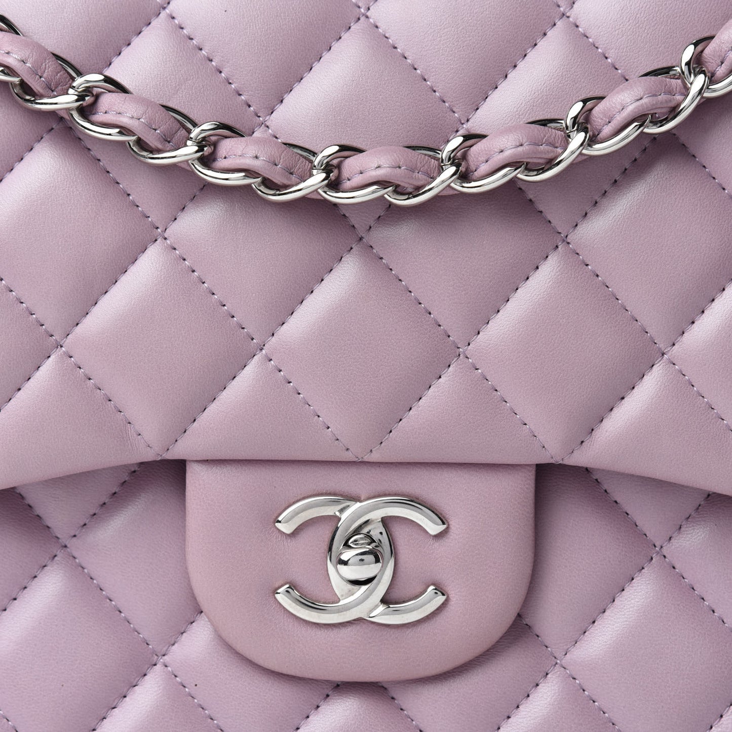 Lambskin Quilted Jumbo Double Flap Light Pink