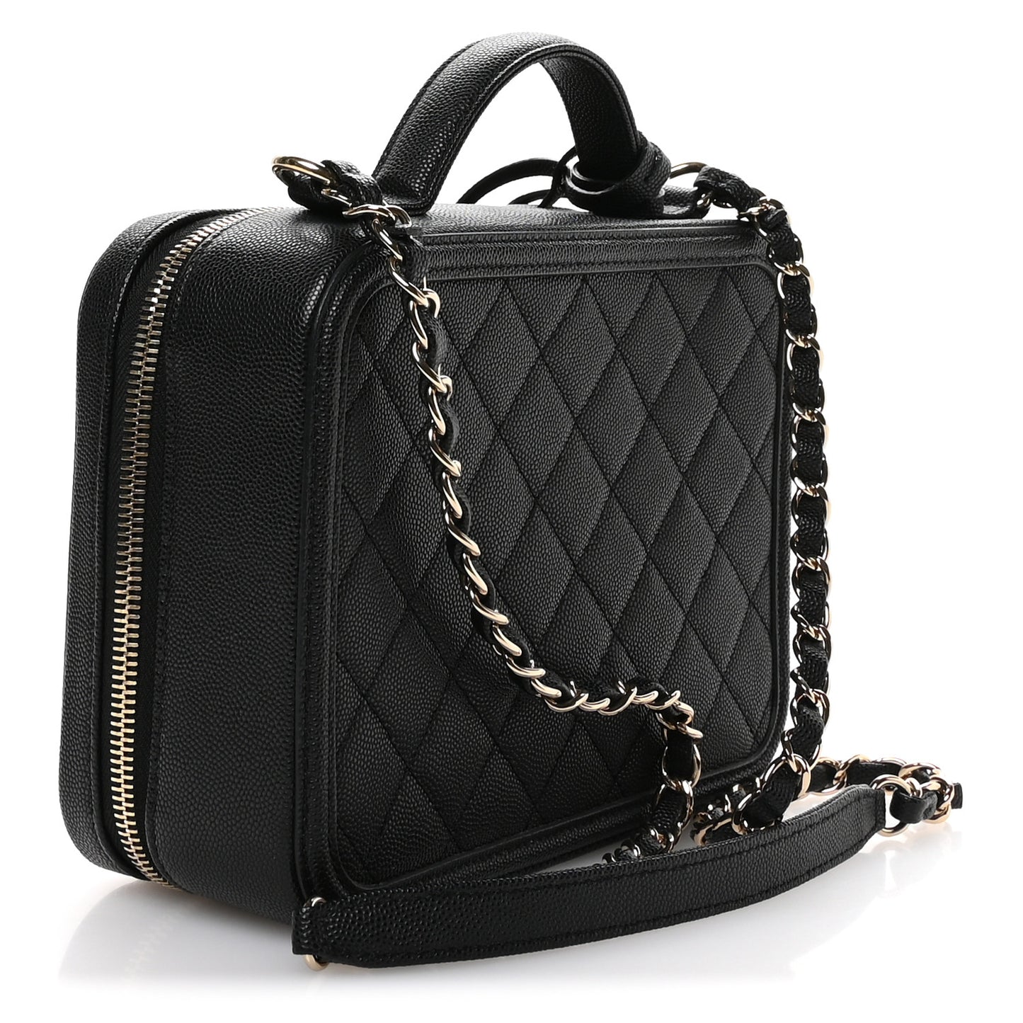 Caviar Quilted Medium CC Filigree Vanity Case Black