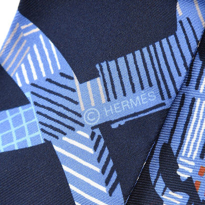 Hermes Silk Cavalcadour Morning Twilly Marine Tabac Blue Jean 5 of 5