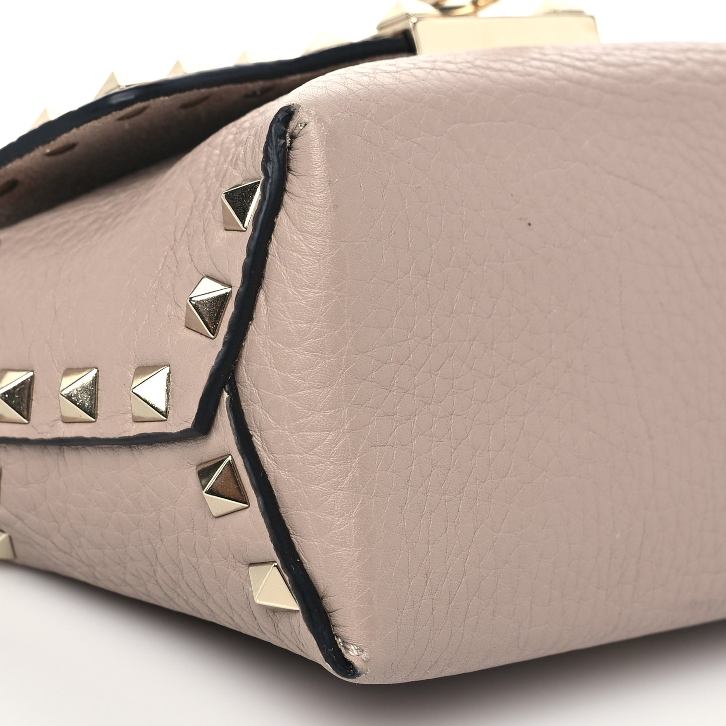 Pebbled Calfskin Mini Rockstud Crossbody Bag Poudre