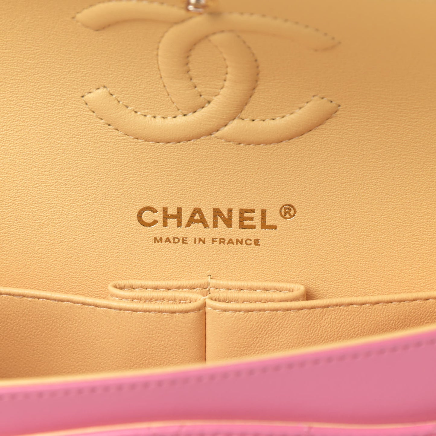 Lambskin Quilted Small Double Flap Pink Yellow