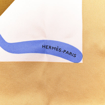 Hermes Silk Is This A Love Story? Scarf 70 Rose Nacre Ocre Beige 2 of 6