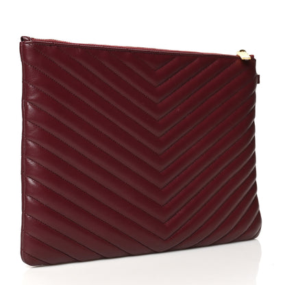 Saint Laurent Calfskin Matelasse Monogram Cassandre Tablet Pouch Rouge Legion 3 of 8
