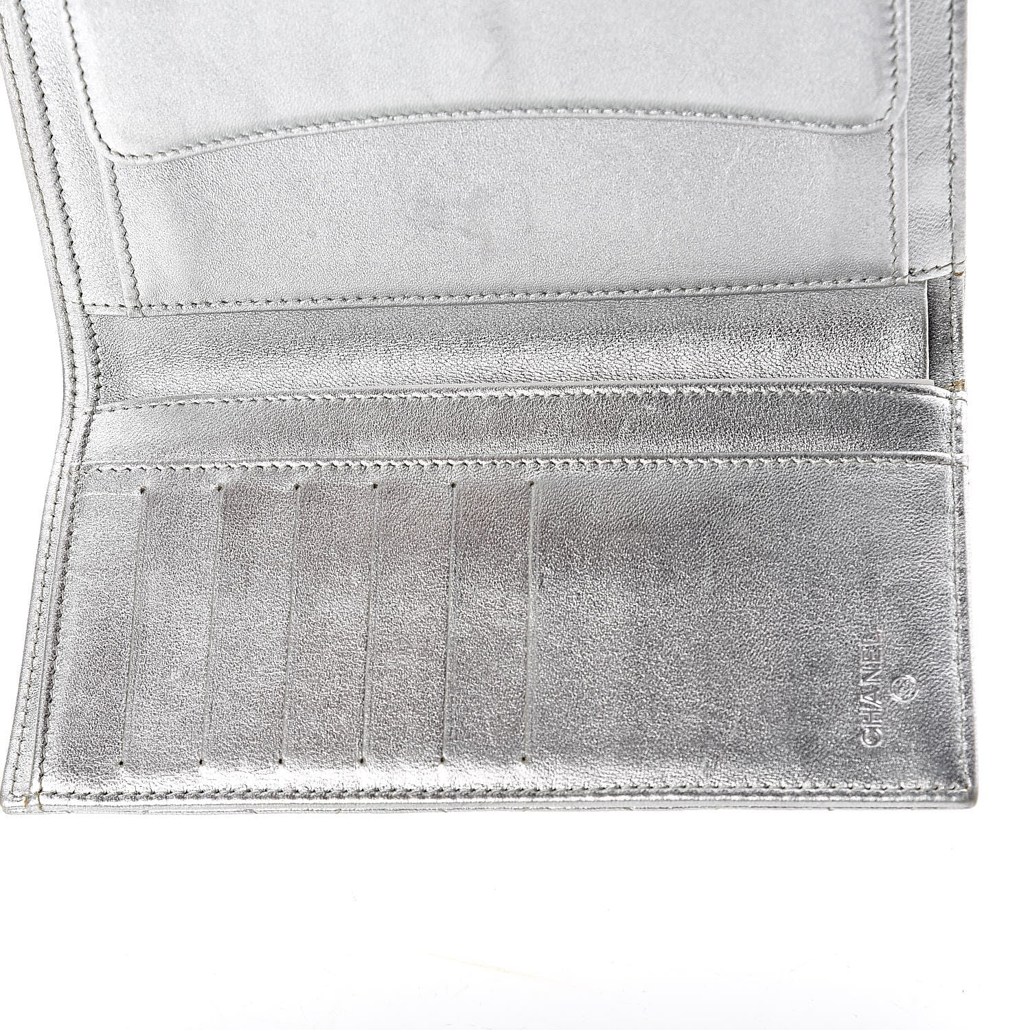 Chanel Metallic Lambskin Quilted Long Flap Wallet Silver 18 of 18