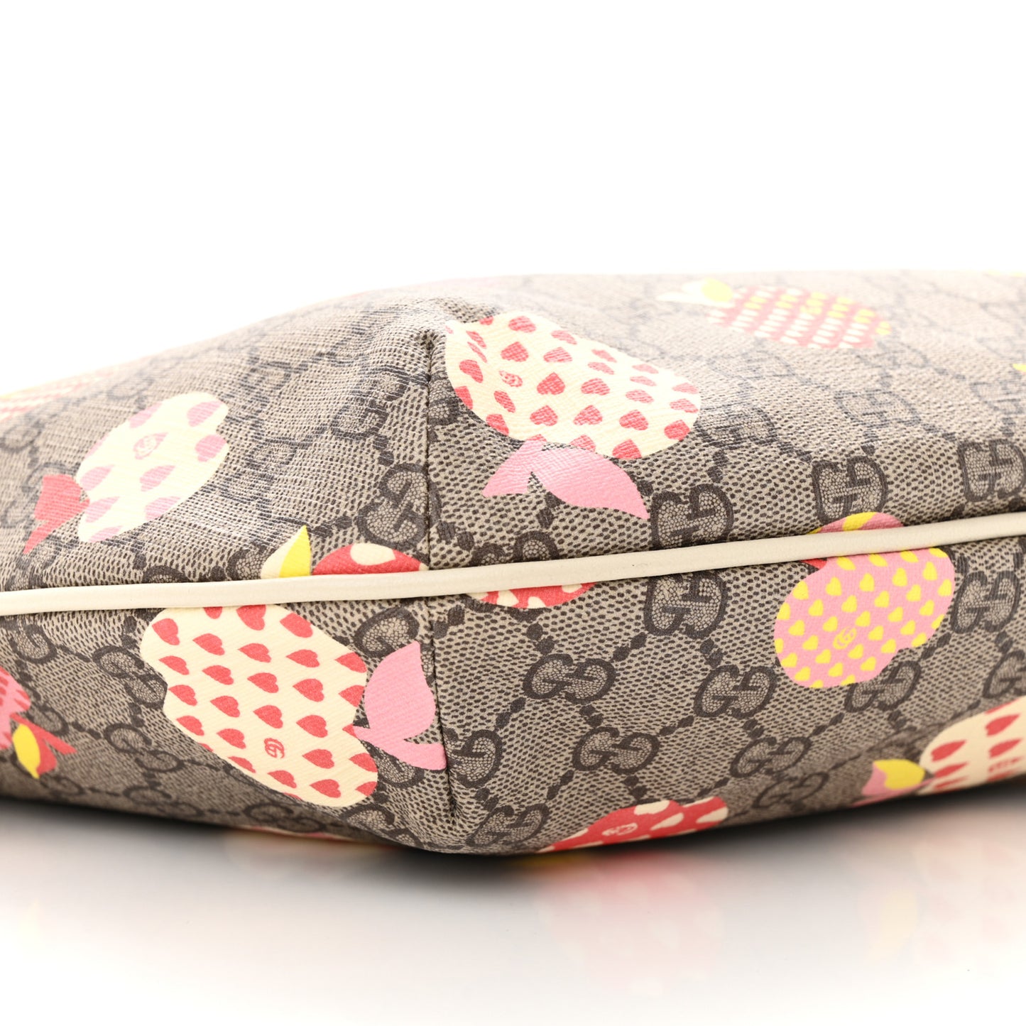 GG Supreme Monogram Les Pommes Small Ophidia Half Moon Hobo Beige Multicolor Mystic White