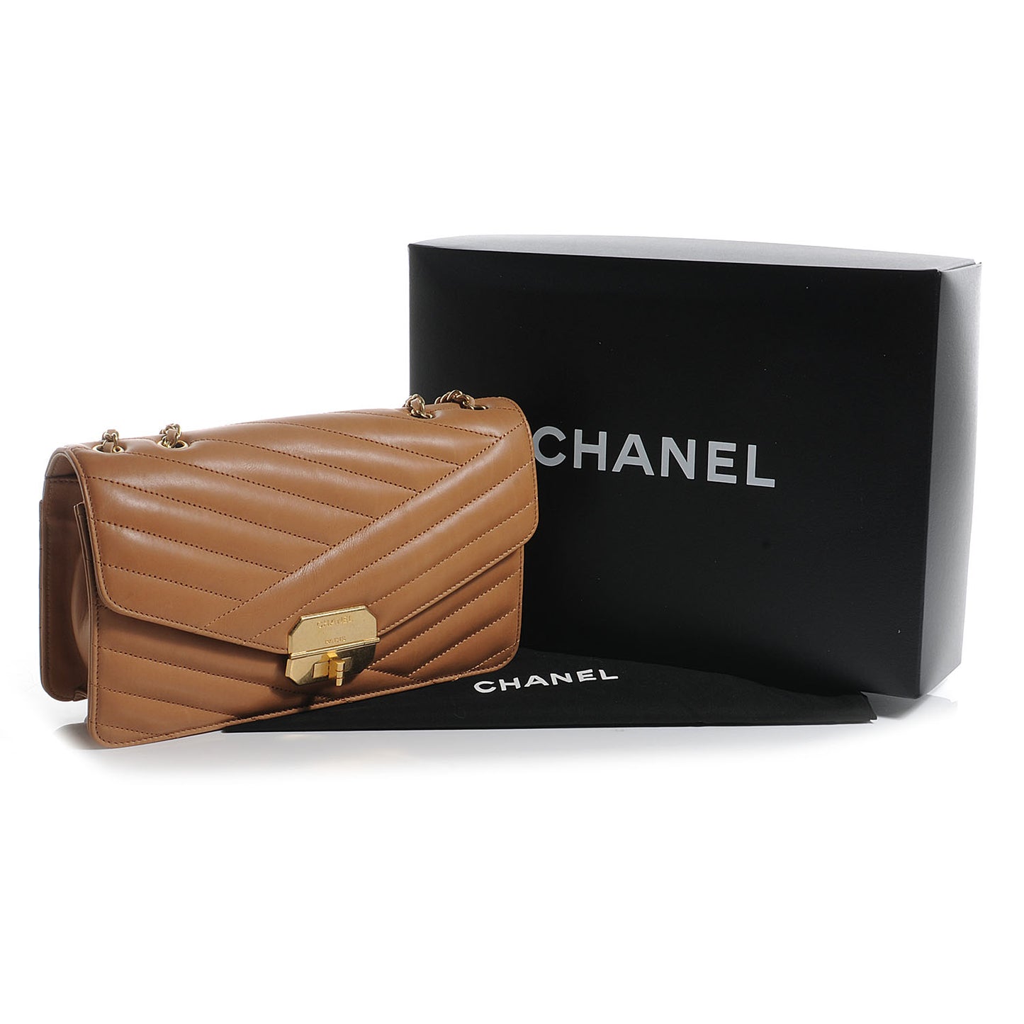 Calfskin Chevron Gabrielle Flap Brown