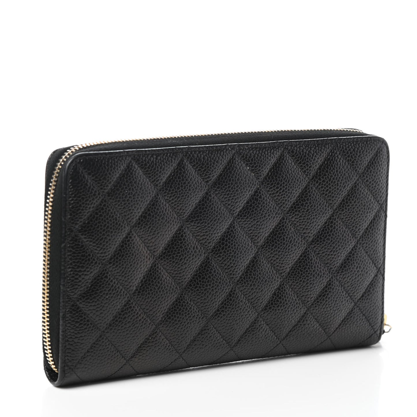 Caviar Quilted Large Zip Around Organizer Wallet Black