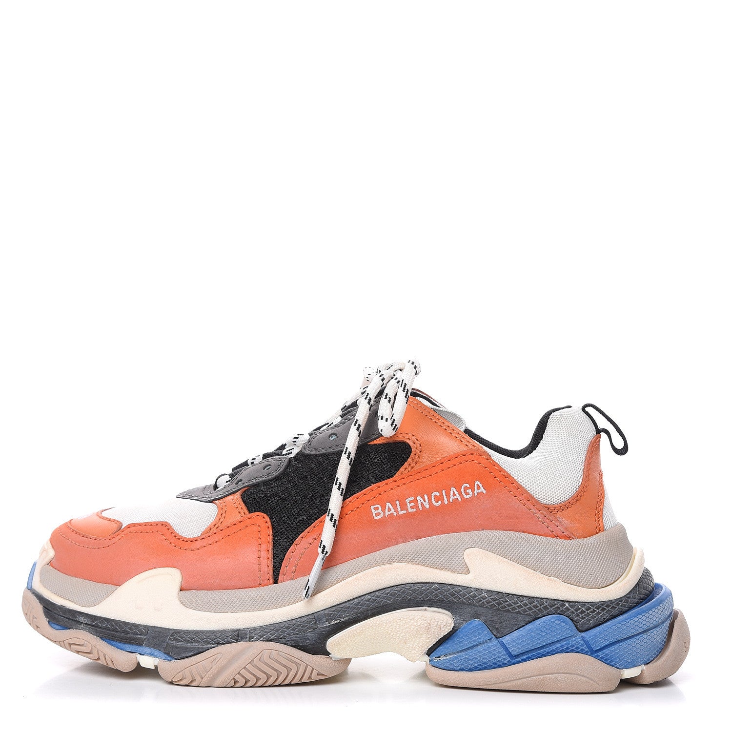 Balenciaga Mesh Nubuck Womens Triple S Sneakers 38 Orange Gris Black 1 of 10