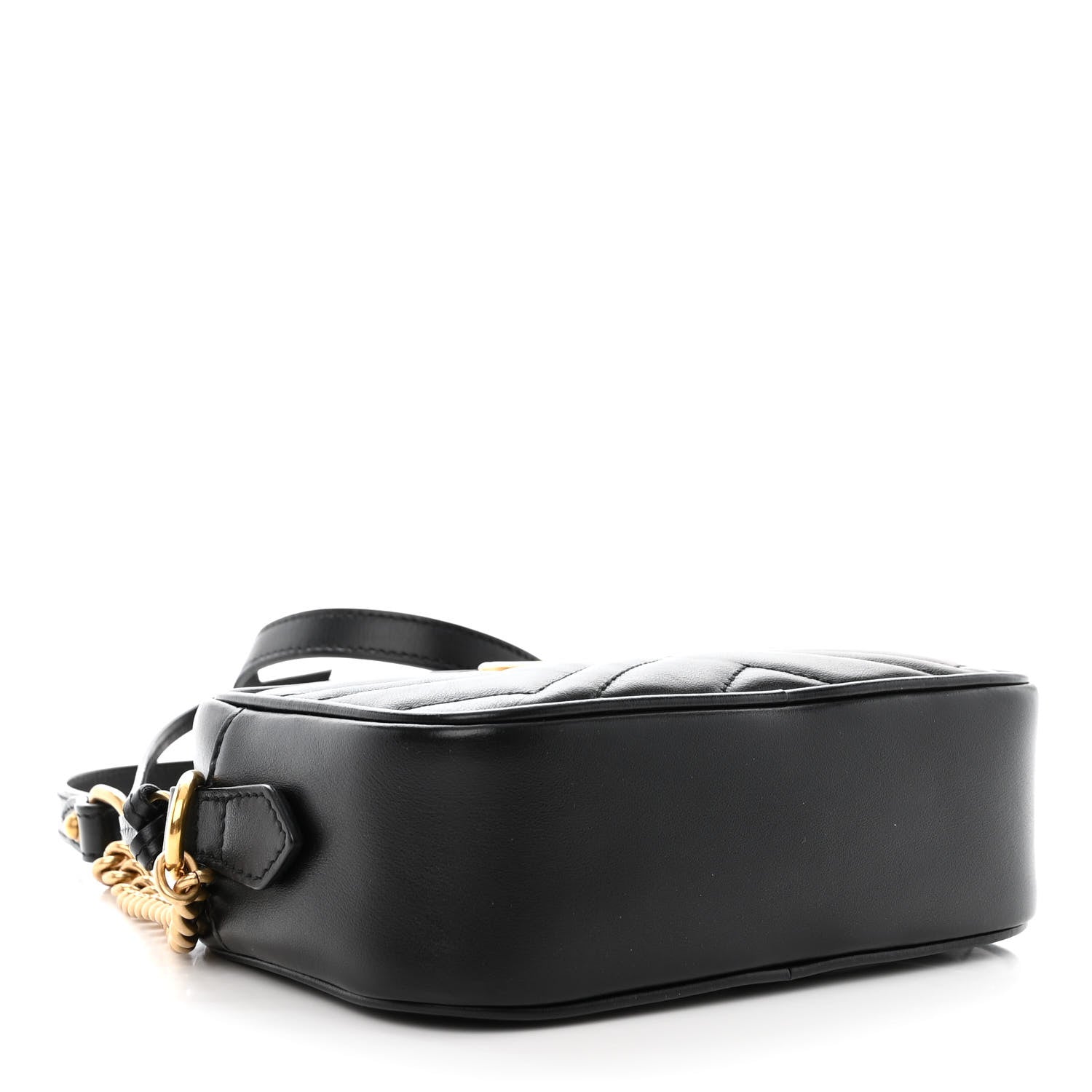 Gucci Calfskin Matelasse Mini GG Marmont Chain Shoulder Bag Black 4 of 10