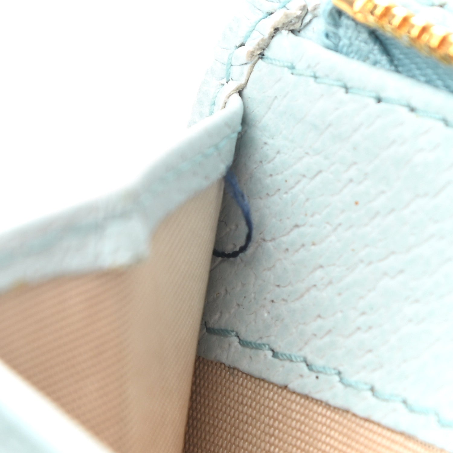 Prada Goatskin Compact Zip Wallet Light Blue 9 of 9