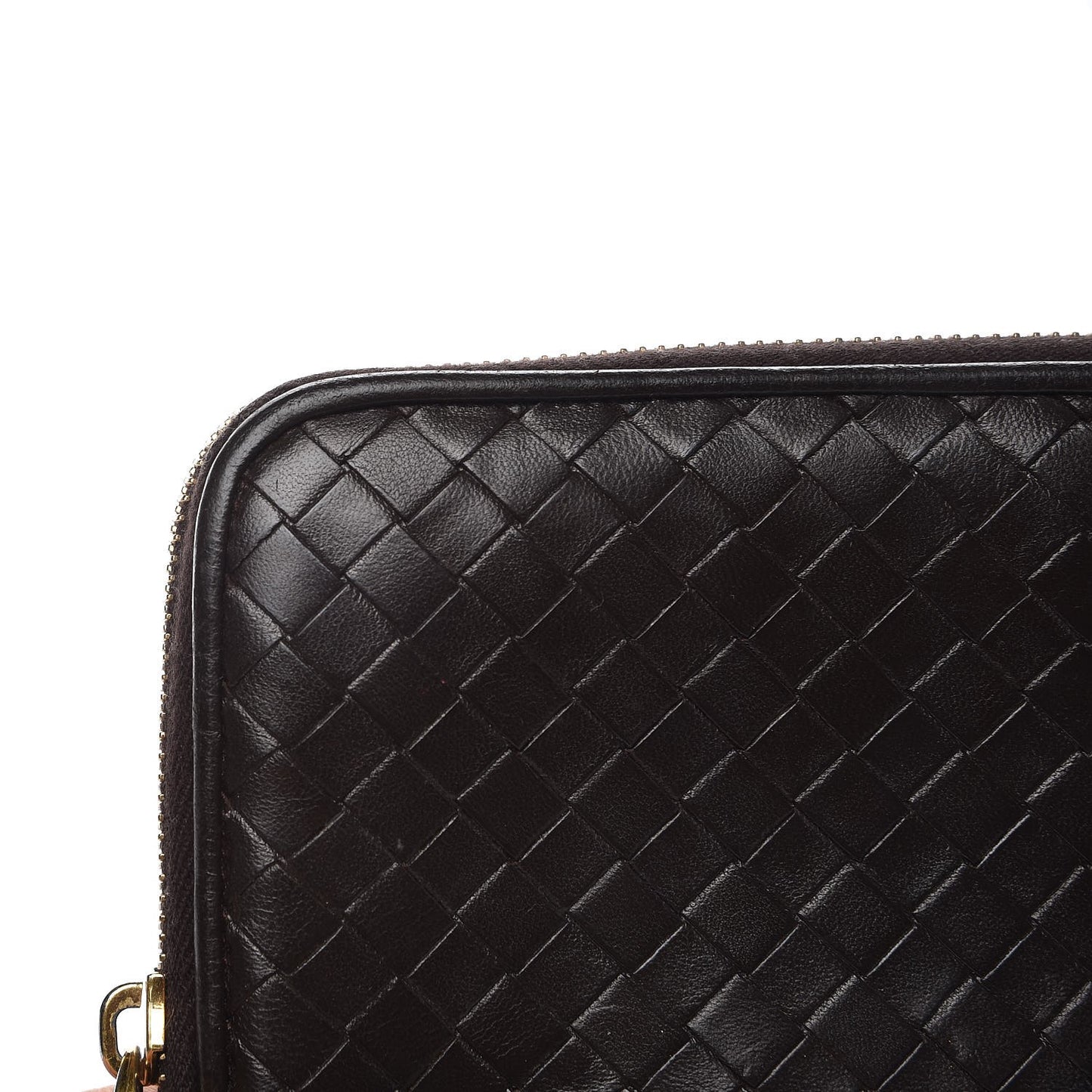Nappa Intrecciato Zip Around Wallet Ebano