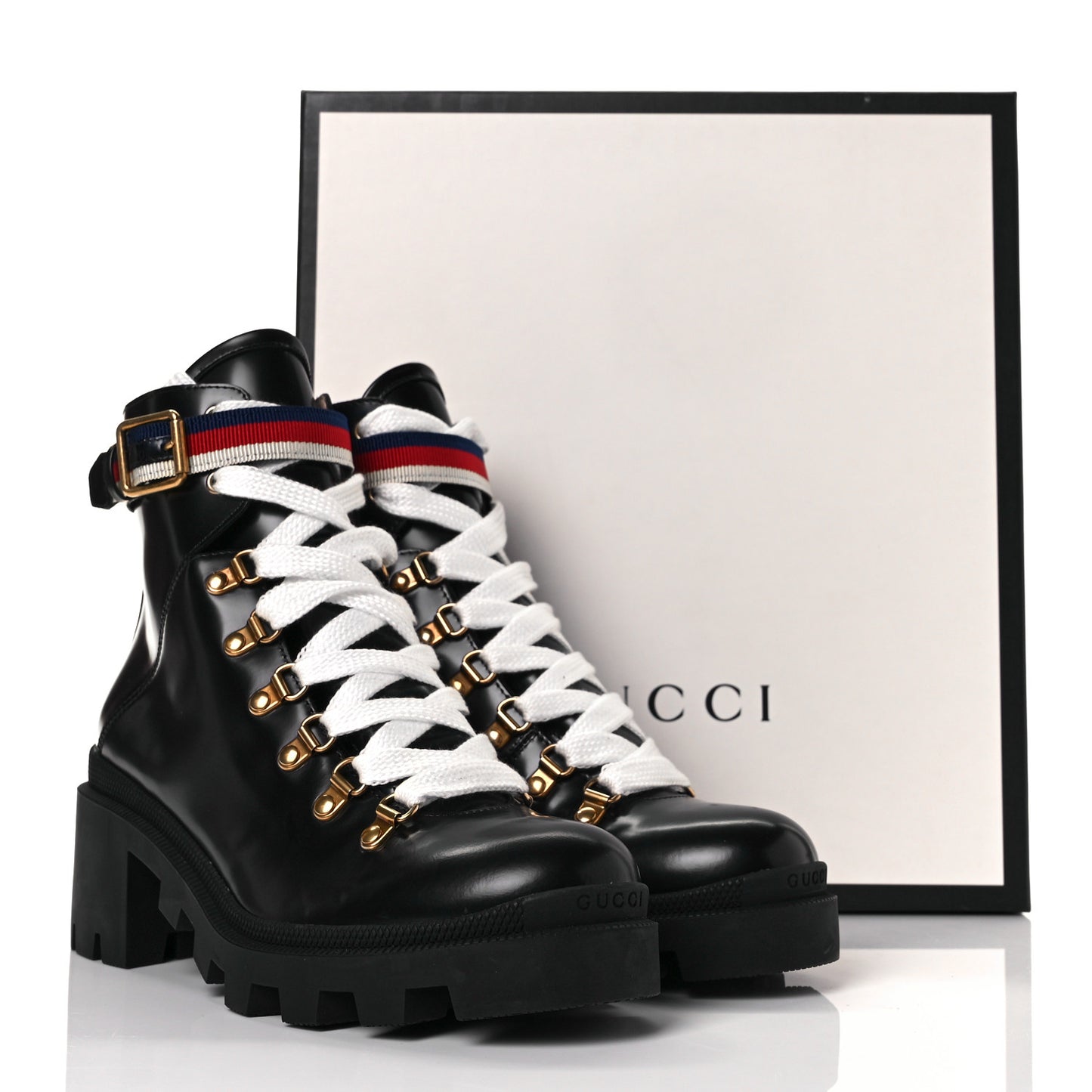 Calfskin Sylvie Web Womens Lace Up Combat Boots 39 Black