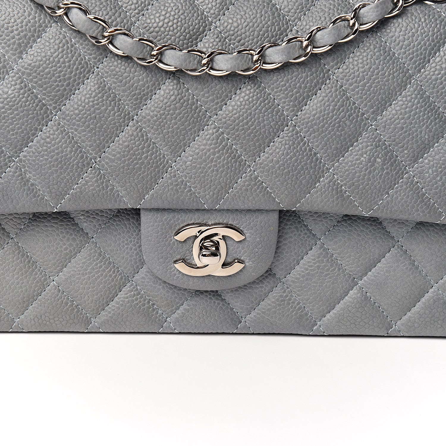 Chanel Iridescent Caviar Quilted Medium Double Flap Grey 9 of 9