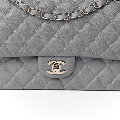 Chanel Iridescent Caviar Quilted Medium Double Flap Grey 9 of 9