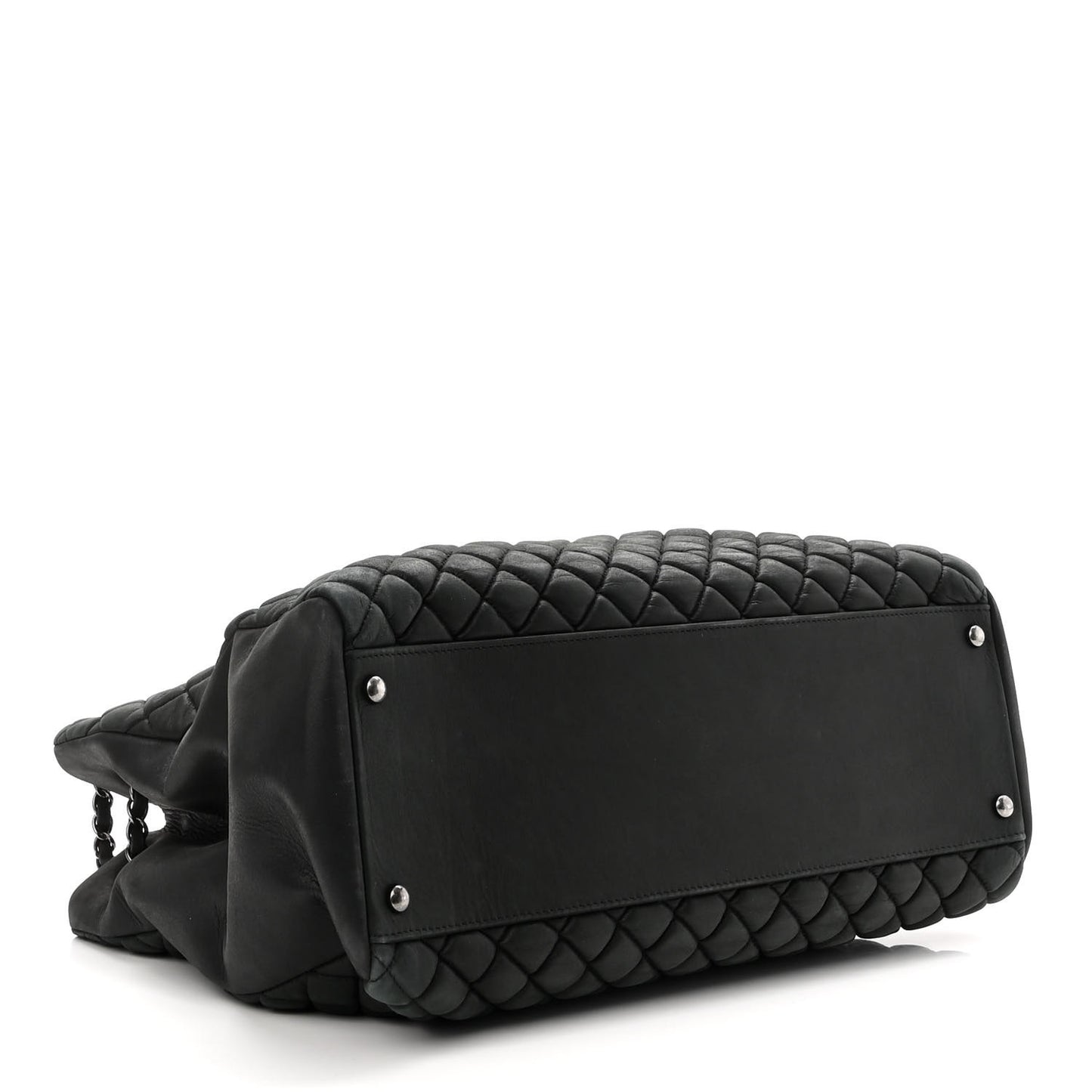 Iridescent Calfskin Quilted New Bubble Tote Black