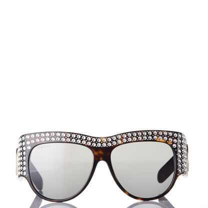 Gucci Acetate Crystal Oversize Hollywood Forever Sunglasses GG0144S Tortoiseshell 2 of 8