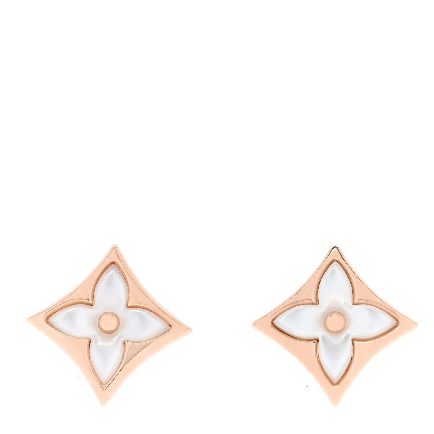 Louis Vuitton 18K Pink Gold Mother of Pearl Color Blossom Star Stud Earrings 1 of 5