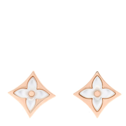 Louis Vuitton 18K Pink Gold Mother of Pearl Color Blossom Star Stud Earrings 1 of 5