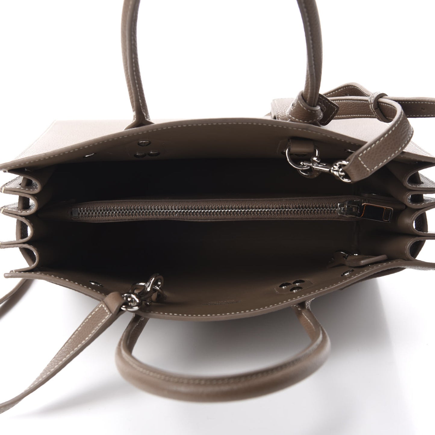 Grained Calfskin Topstich Baby Sac De Jour Taupe