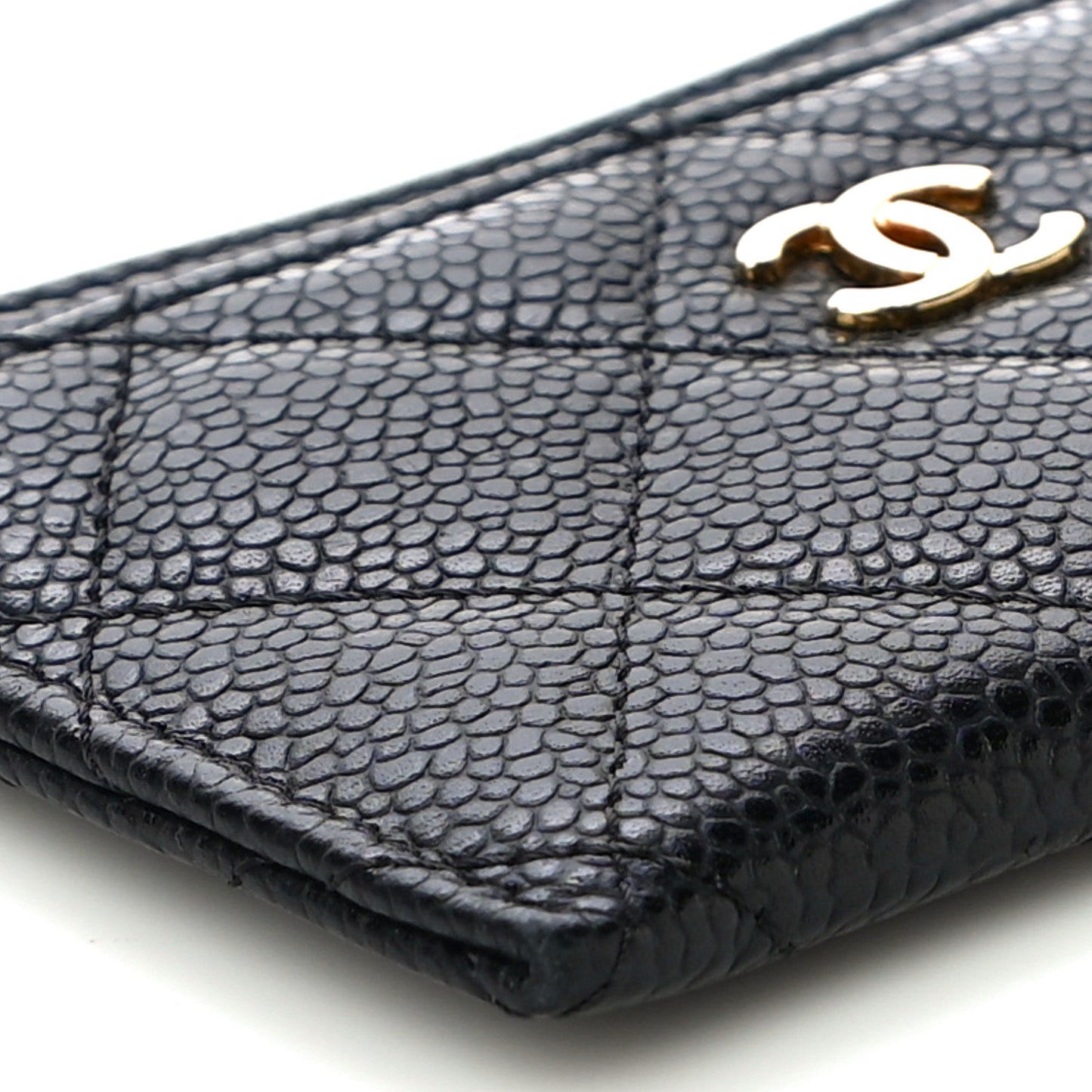 Caviar Quilted Card Holder Black