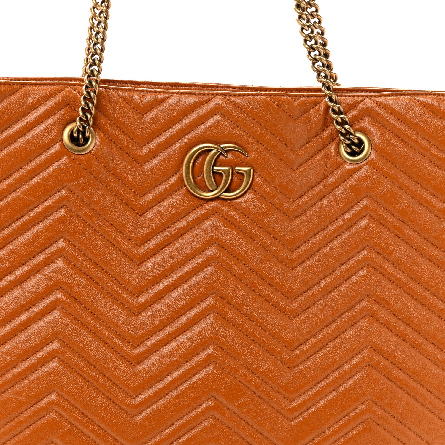Gucci Azalea Calfskin Matelasse Large GG Marmont Slim Tote Cognac 8 of 13