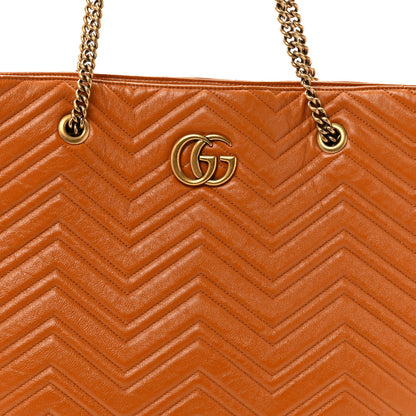 Gucci Azalea Calfskin Matelasse Large GG Marmont Slim Tote Cognac 8 of 13