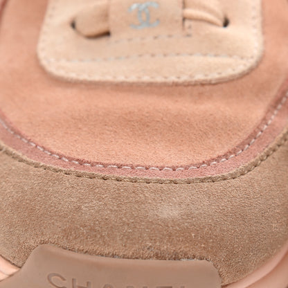 Chanel Nylon Lambskin Suede Calfskin CC Sneakers 36.5 Pink 10 of 15
