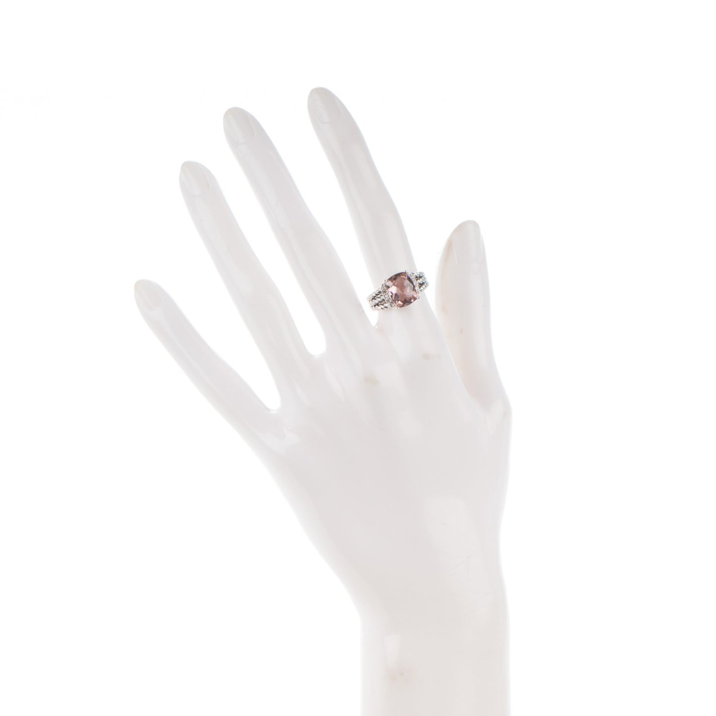 Sterling Silver Diamond Morganite 10mm Petite Wheaton Ring 54 7