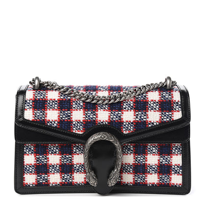 Gucci Vintage Tweed Check Small Dionysus Shoulder Bag White Hibiscus Red Marine 1 of 9