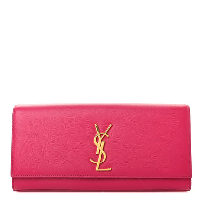 Saint Laurent Calfskin Classic Monogram Cassandre Clutch Lipstick Fuchsia 1 of 10