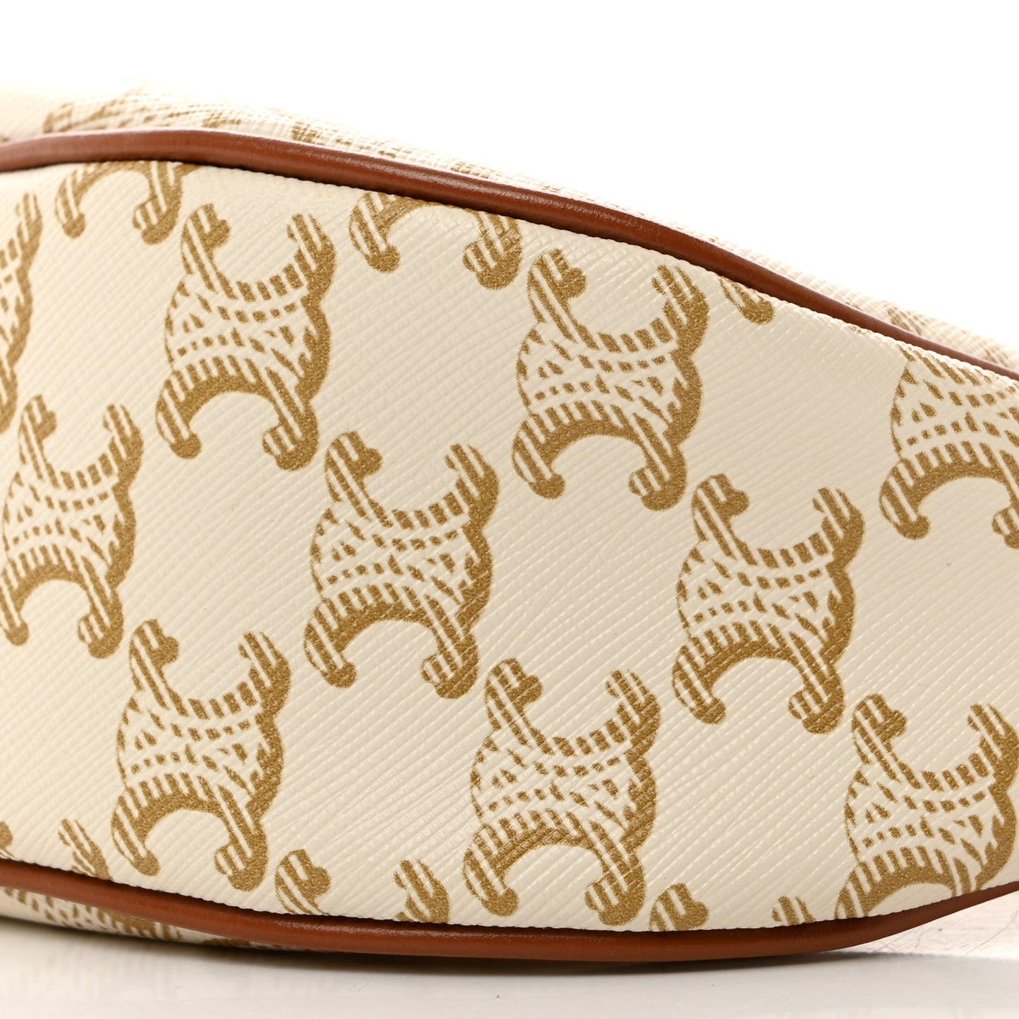 Canvas Calfskin Ava Triomphe Shoulder Bag White