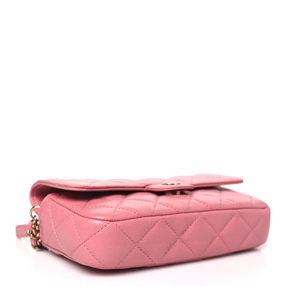 Chanel Caviar Quilted Flap Phone Holder With Chain Pink 4 of 11