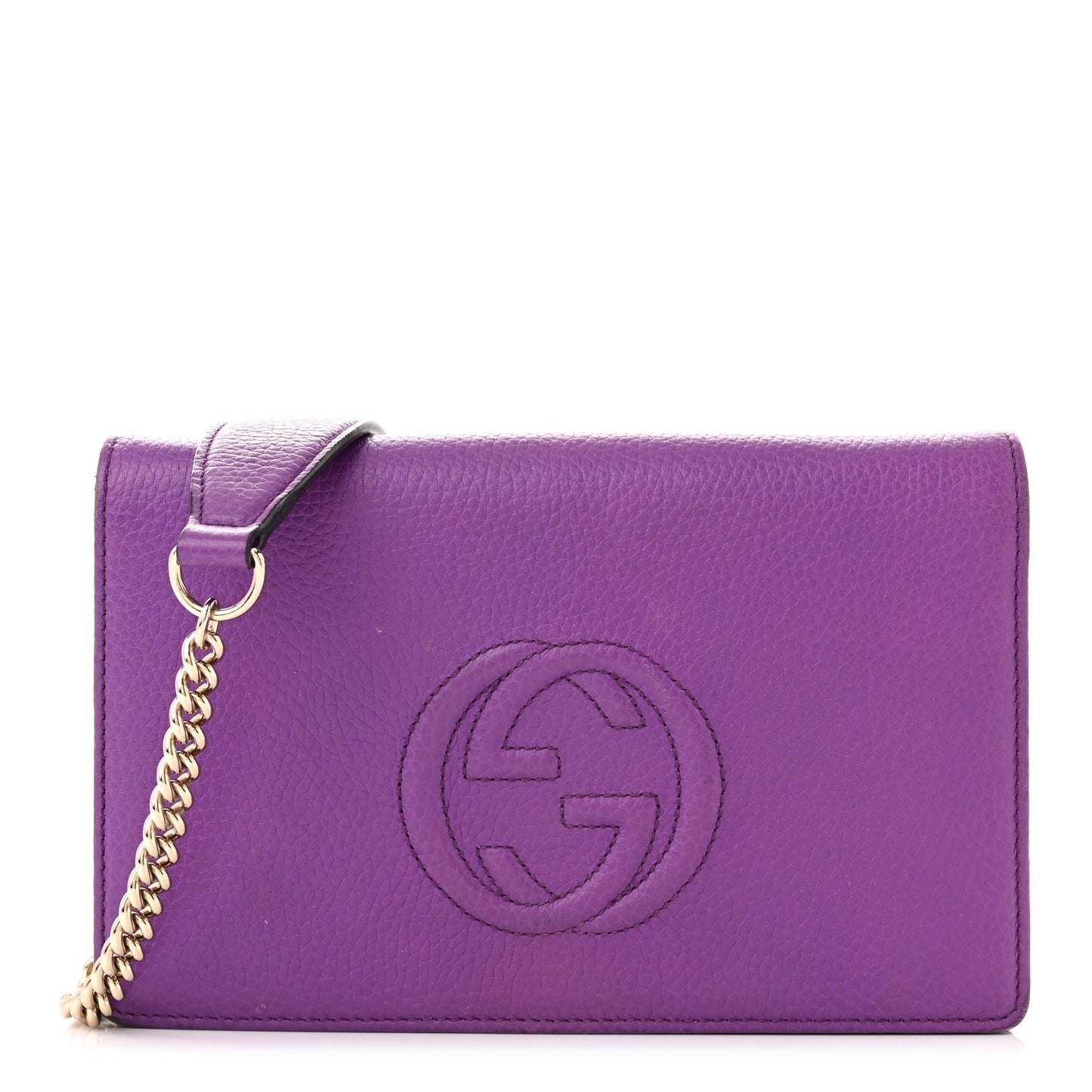 Pebbled Calfskin Soho Wallet On Chain Shine Purple