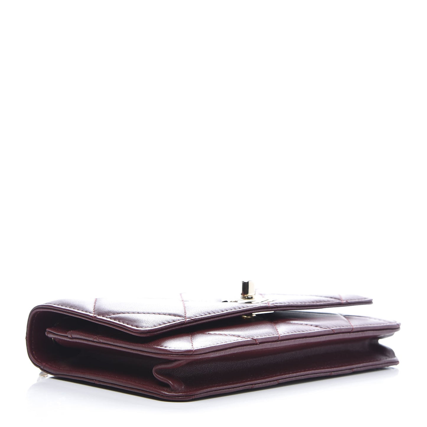 Lambskin Quilted Trendy CC Wallet On Chain WOC Burgundy