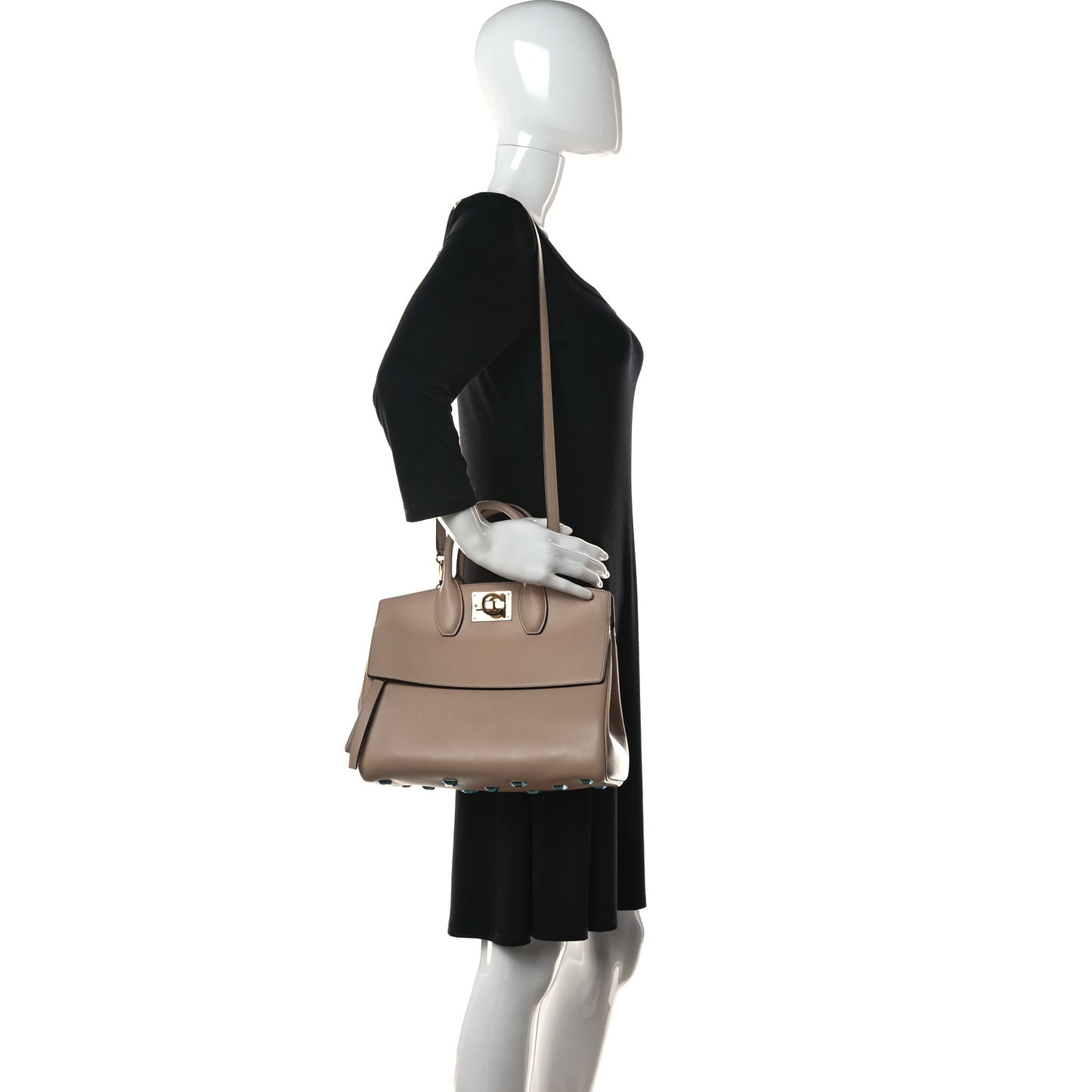 Calfskin Medium Studio Bag Almond