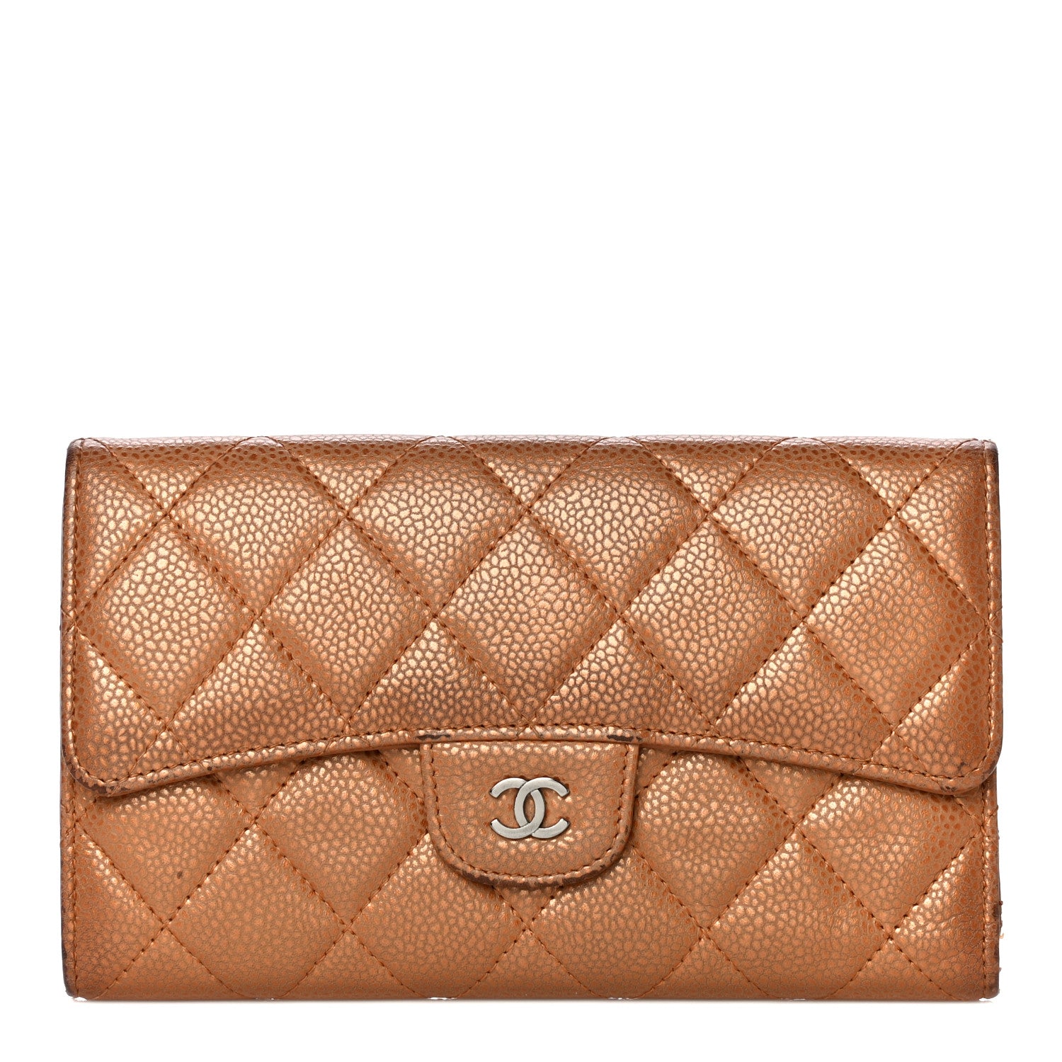 Chanel Metallic Caviar Quilted Large Flap Wallet Copper 1 of 10