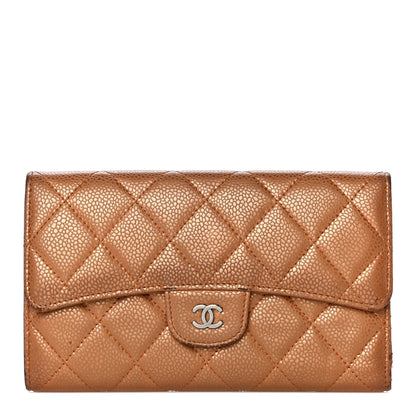 Chanel Metallic Caviar Quilted Large Flap Wallet Copper 1 of 10