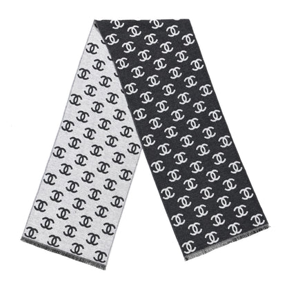 Chanel Wool Cashmere CC Scarf Grey 2 of 4
