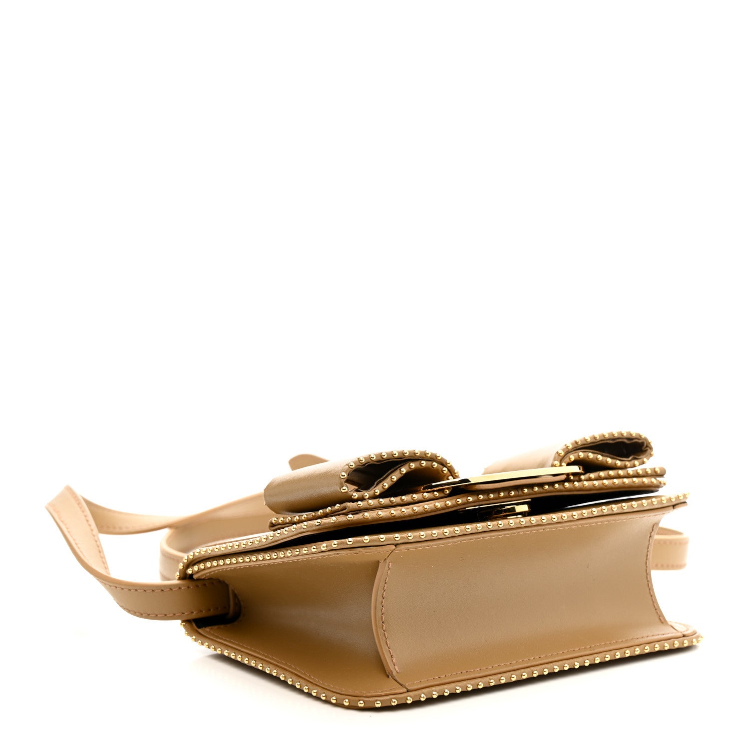 Salvatore Ferragamo Calfskin Studded Mini Vara Bow Crossbody Bag Camel 4 of 11