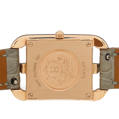 Hermes 18K Rose Gold Alligator Diamond Bezel 23mm Cape Cod Chaine d'Ancre Joaillier Quartz Watch Gris Perle 4 of 5