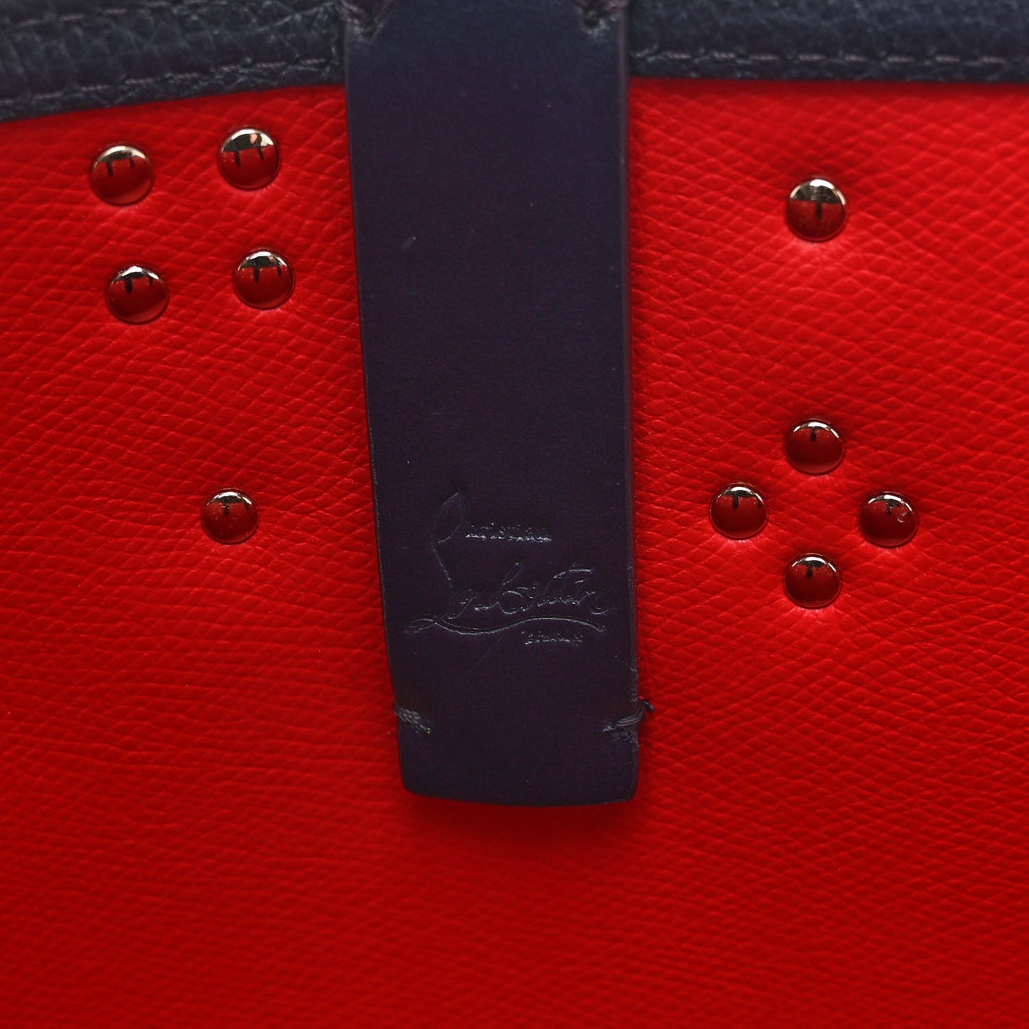 Calfskin Empire Spike Studded East West Cabata Tote Navy